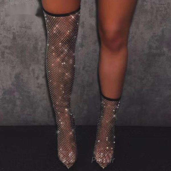 boots perixir women summer spring crystal thin high mesh stretch fabric footwear fashion rhinestones pointed toe shoes, Black
boots perixir women summer spring crystal thin high mesh stretch fabric footwear fashion rhinestones pointed toe shoes, Black