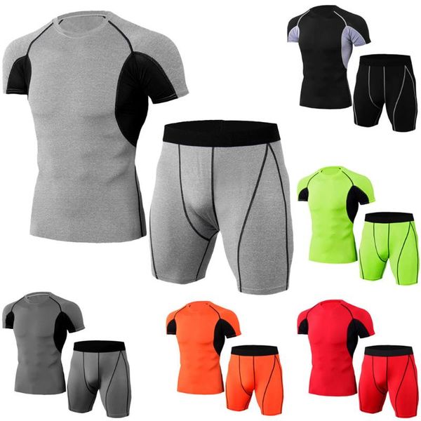 men's tracksuits suit short sleeve fitness t-shirt fast drying casual shorts breathable sports tight t611, Gray
men's tracksuits suit short sleeve fitness t-shirt fast drying casual shorts breathable sports tight t611, Gray
