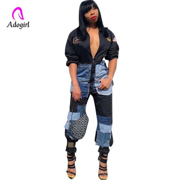 women's jumpsuits & rompers distressed denim women jumpsuit pocket stitching shirt v neck club party playsuit streetwear cargo overalls, Black;white
women's jumpsuits & rompers distressed denim women jumpsuit pocket stitching shirt v neck club party playsuit streetwear cargo overalls, Black;white