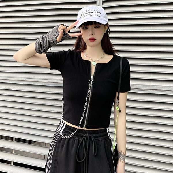 women's t-shirt vogue y2k casual crop zip-up short t-shirts women round neck sleeve solid color cotton 2021 streetwear chain, White
women's t-shirt vogue y2k casual crop zip-up short t-shirts women round neck sleeve solid color cotton 2021 streetwear chain, White