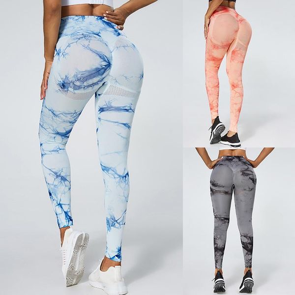 yoga outfit seamless leggings women tie dye sports pants high waisted drop