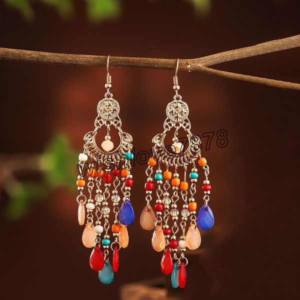 multicolor bohemian long tassel dangle earrings for women crystal acrylic beads handmade jewelry boho ethnic drop earrings, Silver
multicolor bohemian long tassel dangle earrings for women crystal acrylic beads handmade jewelry boho ethnic drop earrings, Silver
