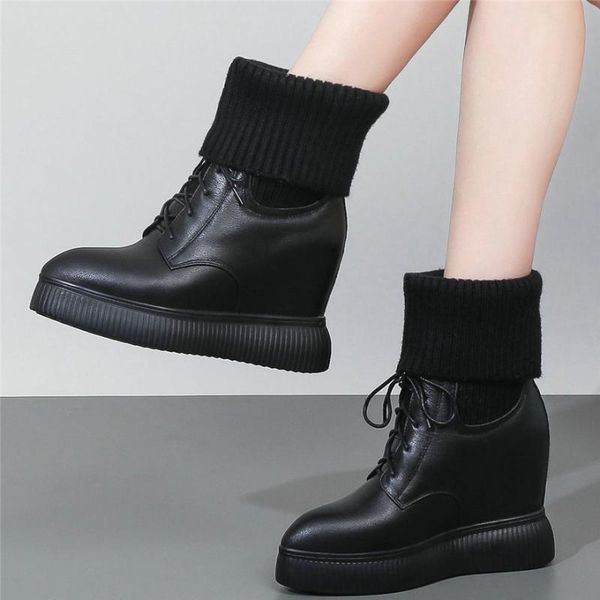 dress shoes high trainers women genuine leather wedges heel pumps female lace up pointed toe fashion sneakers casual, Black
dress shoes high trainers women genuine leather wedges heel pumps female lace up pointed toe fashion sneakers casual, Black
