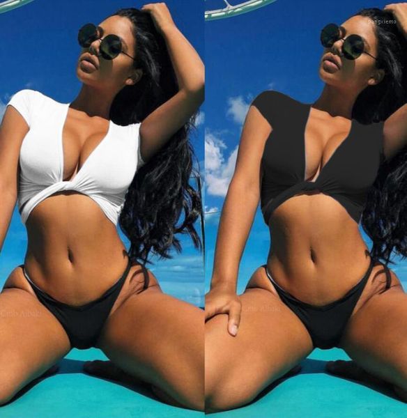 women's swimwear women solid color sports bikini set beachwear bathing suits surfing water swimsuits, White;black
women's swimwear women solid color sports bikini set beachwear bathing suits surfing water swimsuits, White;black