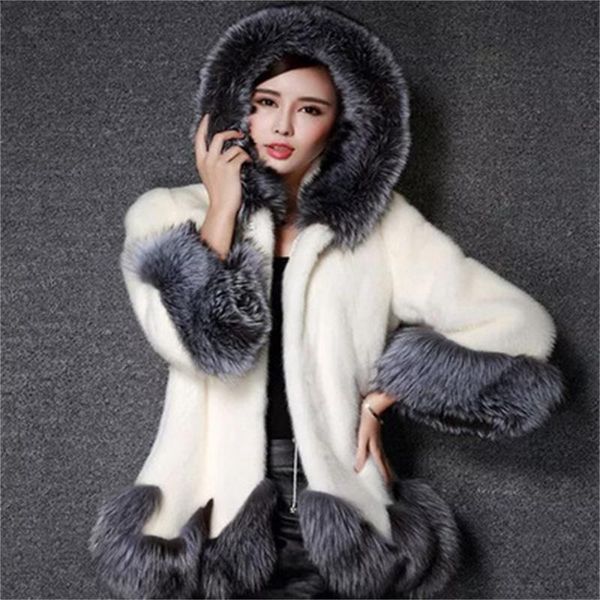 women's fur & faux women european and american ladies coat winter hooded, Black
women's fur & faux women european and american ladies coat winter hooded, Black
