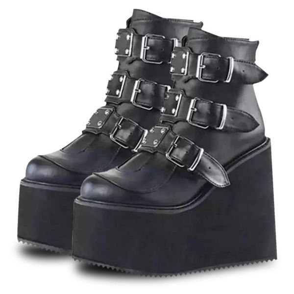 boots women's autumn winter wedge high heel platfrom buckle zip up chunky ankle comfortable shoes plus size botas 43, Black
boots women's autumn winter wedge high heel platfrom buckle zip up chunky ankle comfortable shoes plus size botas 43, Black