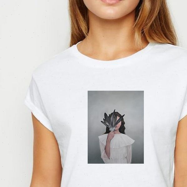 new t shirt women feather flower girl tshirt loose spring summer ropa mujer style show thin round collar t shirts, White
new t shirt women feather flower girl tshirt loose spring summer ropa mujer style show thin round collar t shirts, White