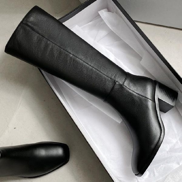 women's genuine leather thick high heel knee high winter boots square toe casual warm plush long boots quality daily shoes, Black
women's genuine leather thick high heel knee high winter boots square toe casual warm plush long boots quality daily shoes, Black