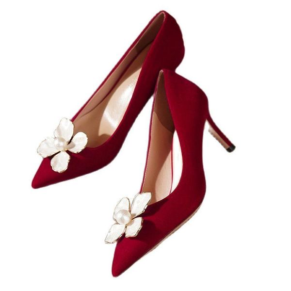 bridal shoes new flower wedding shoes pointed red high heeled thin heeled banquet, Black
bridal shoes new flower wedding shoes pointed red high heeled thin heeled banquet, Black
