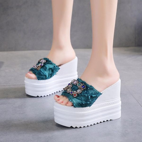slippers high-heeled shoes lady women summer on a wedge platform luxury slides jelly flip flops pantofle peep toe designer glitt, Black
slippers high-heeled shoes lady women summer on a wedge platform luxury slides jelly flip flops pantofle peep toe designer glitt, Black