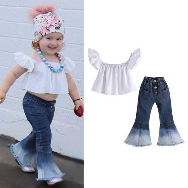 summer girl sets baby off shoulder +denim bell-bottom pants fashion 2pcs outfits suit clothes 1-5y xm063 210610, White
summer girl sets baby off shoulder +denim bell-bottom pants fashion 2pcs outfits suit clothes 1-5y xm063 210610, White