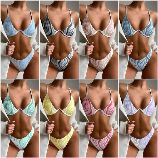 women's swimwear 2021 summer bikini bra and panty set bathing suits wire striped polyester bikinis young style, White;black
women's swimwear 2021 summer bikini bra and panty set bathing suits wire striped polyester bikinis young style, White;black