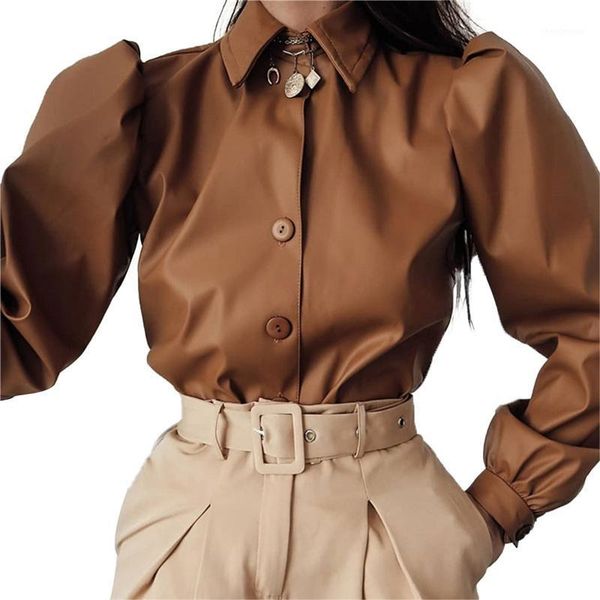 women blouse winter pu faux leather button-down shirt long sleeve ladies shirts and blouses office lady women's &, White
women blouse winter pu faux leather button-down shirt long sleeve ladies shirts and blouses office lady women's &, White