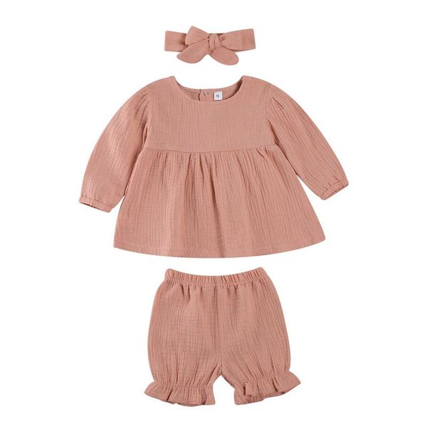 3pcs baby girl fall outfits, long sleeve loose ruffle + bloomers + headband set, White
3pcs baby girl fall outfits, long sleeve loose ruffle + bloomers + headband set, White