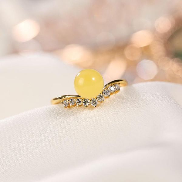 cluster rings natural 925 sterling silver gilt crown inlaid round beads amber simple temperament resizable women, Golden;silver
cluster rings natural 925 sterling silver gilt crown inlaid round beads amber simple temperament resizable women, Golden;silver