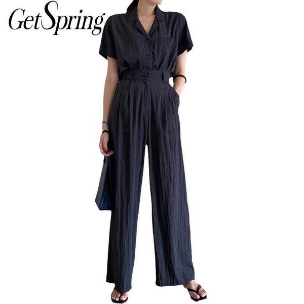 getspring women sets temperament pants suits short sleeve single breasted blouse high waist straight wide leg 2piece 210601, White
getspring women sets temperament pants suits short sleeve single breasted blouse high waist straight wide leg 2piece 210601, White