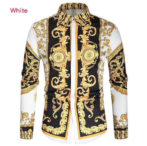 european and american men's long-sleeved shirt british style fashion casual 3d digital printing top, White;black
european and american men's long-sleeved shirt british style fashion casual 3d digital printing top, White;black