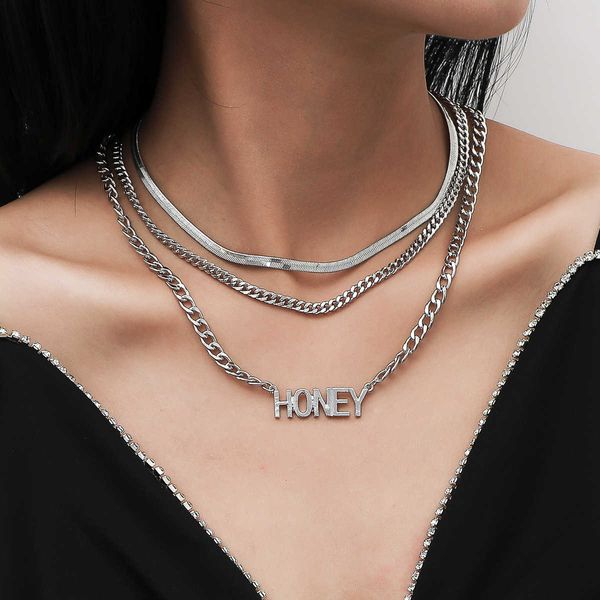 simple and creative multi-layer tassel for women's street style letter suit necklace, Silver
simple and creative multi-layer tassel for women's street style letter suit necklace, Silver