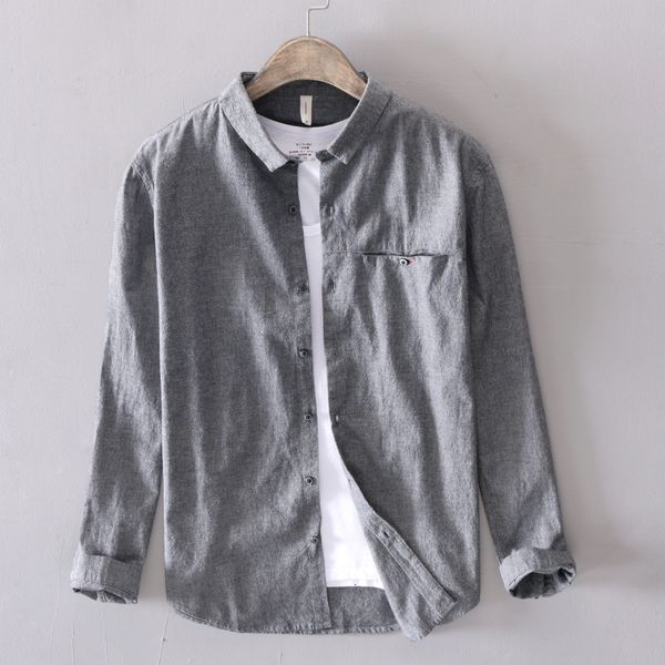 2021 new 100% cotton long-sleeved men brand solid causal shirt mens square collar gray shirts male summer overhemd camisa j0qc, White
2021 new 100% cotton long-sleeved men brand solid causal shirt mens square collar gray shirts male summer overhemd camisa j0qc, White
