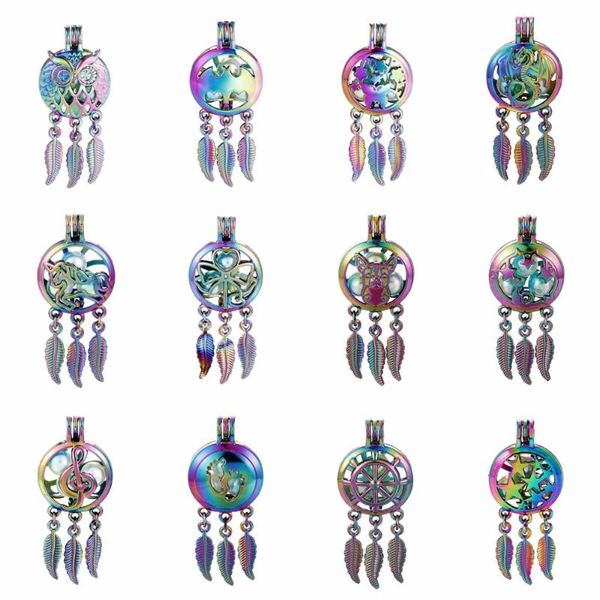 pendants 5pcs rainbow color animal dream catcher pearl cage beads essential oil diffuser locket charms for oyster, Black
pendants 5pcs rainbow color animal dream catcher pearl cage beads essential oil diffuser locket charms for oyster, Black
