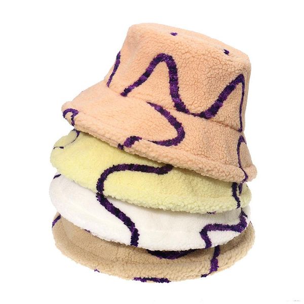 wide brim hats winter lamb velvet bucket hat irregular line basin outdoor warm ladies panama men and women fisherman, Blue;gray 
wide brim hats winter lamb velvet bucket hat irregular line basin outdoor warm ladies panama men and women fisherman, Blue;gray