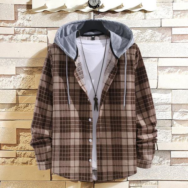 men's casual shirts hooded long sleeve plaid mens printed hip hop streetwear male korean loose coat cardigan, White;black
men's casual shirts hooded long sleeve plaid mens printed hip hop streetwear male korean loose coat cardigan, White;black