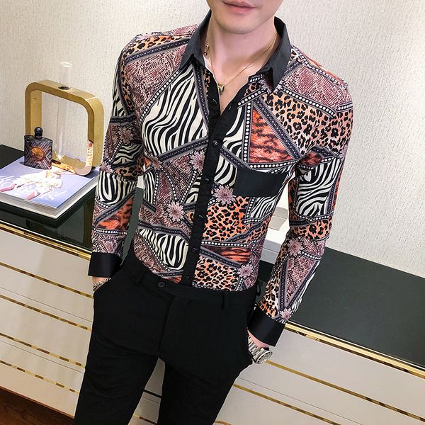 new 2021 british style leopard print fashion sleeve long male shirt thin club tux adjustment 3xl-m le19, Black;brown
new 2021 british style leopard print fashion sleeve long male shirt thin club tux adjustment 3xl-m le19, Black;brown
