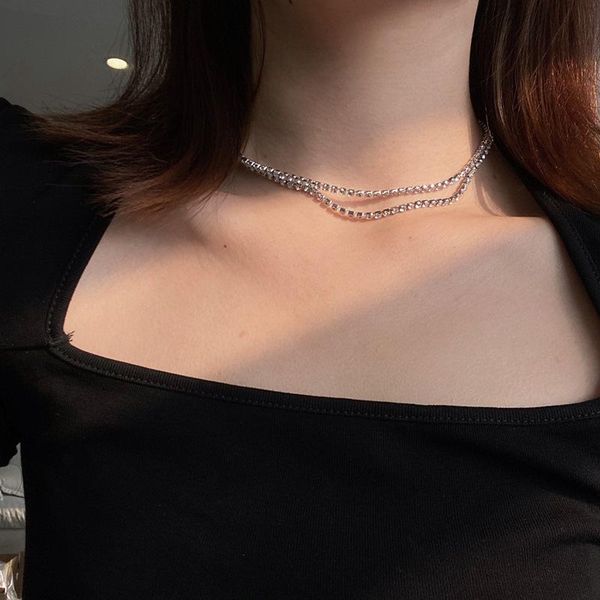 kpop retro double layer rhinestone female simple clavicle chain necklace zircon temperament shiny choker aesthetic jewelry gifts, Golden;silver
kpop retro double layer rhinestone female simple clavicle chain necklace zircon temperament shiny choker aesthetic jewelry gifts, Golden;silver