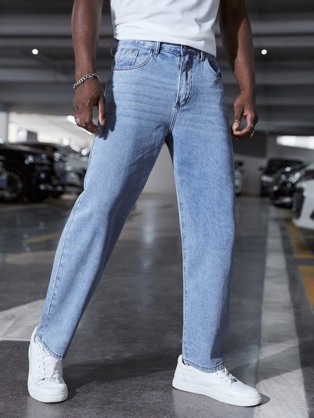 men straight leg jeans b6lq#, Blue