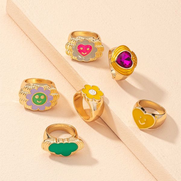 ring smile enamel thick size luxury spring fine lucky jewelry heart clouds s for women gift, Golden;silver
ring smile enamel thick size luxury spring fine lucky jewelry heart clouds s for women gift, Golden;silver