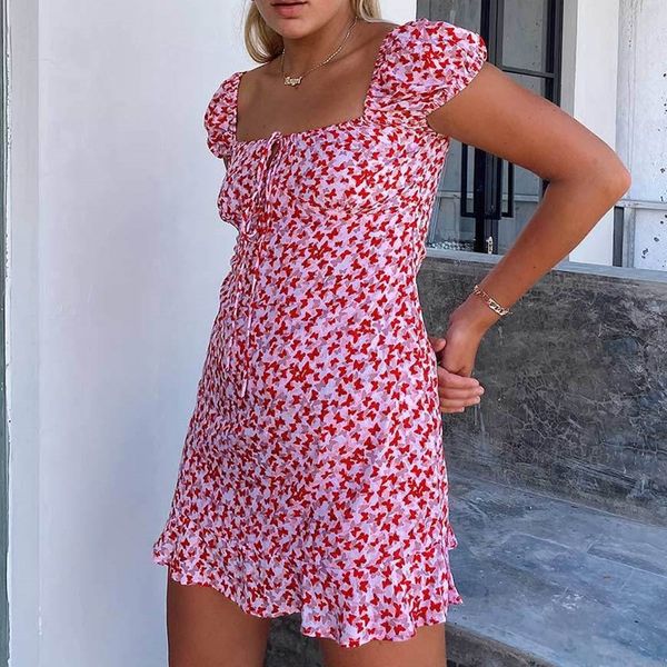 summer tie front square collar dress ladies floral print bohemian high waist mini dress short sleeve ruffles wrap dresses, Black;gray
summer tie front square collar dress ladies floral print bohemian high waist mini dress short sleeve ruffles wrap dresses, Black;gray