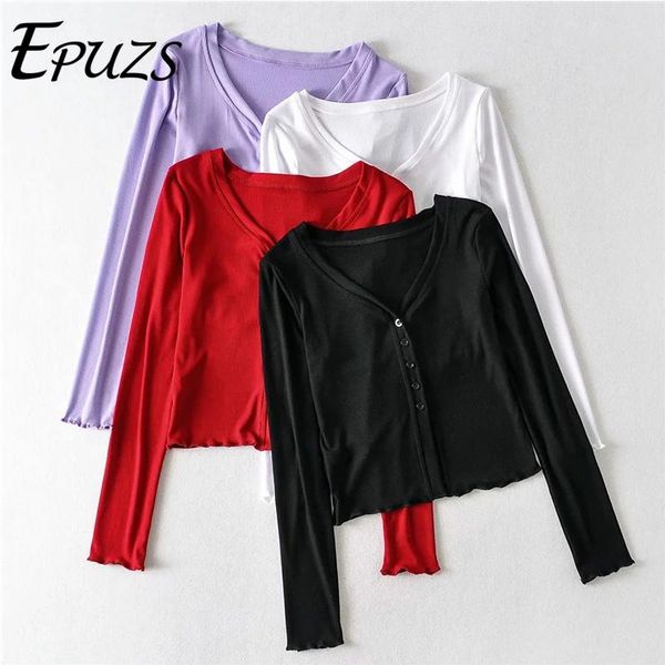 women's t-shirt women crop fashion slim sweet cute long sleeve casual cotton short v-neck white thin button cardigans epuzs 2021
women's t-shirt women crop fashion slim sweet cute long sleeve casual cotton short v-neck white thin button cardigans epuzs 2021