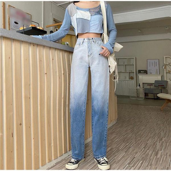 women's jeans design gradient high-waist women summer 2021 trend straight loose wide-leg pants harajuku denim trousers, Blue
women's jeans design gradient high-waist women summer 2021 trend straight loose wide-leg pants harajuku denim trousers, Blue