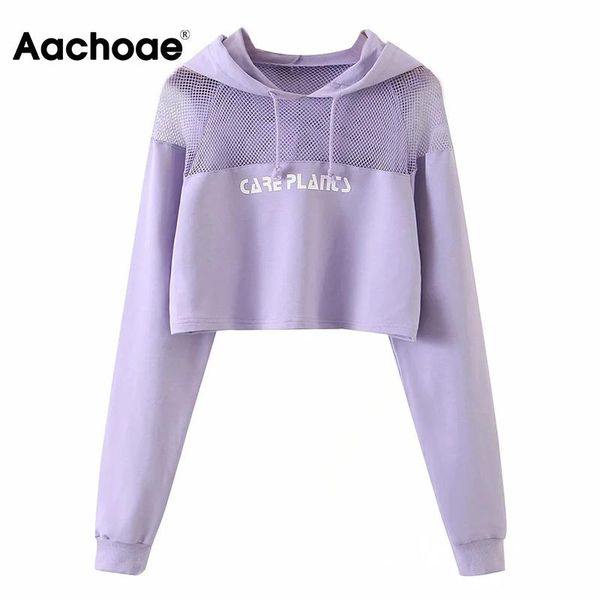 women's hoodies & sweatshirts aachoae women fashion mesh patchwork cropped long sleeve sport purple hooded sweatshirt letter print casu, Black
women's hoodies & sweatshirts aachoae women fashion mesh patchwork cropped long sleeve sport purple hooded sweatshirt letter print casu, Black