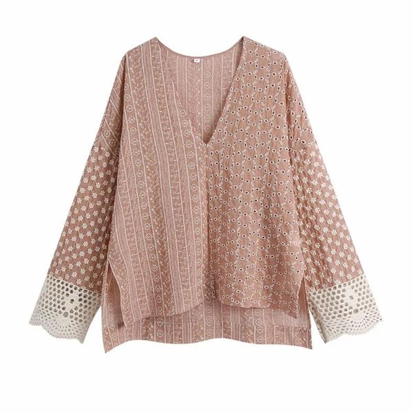 women's blouses & shirts summer women flower embroidery splicing v neck blouse female long sleeve cuff lace shirt casual lady loose bl, White
women's blouses & shirts summer women flower embroidery splicing v neck blouse female long sleeve cuff lace shirt casual lady loose bl, White
