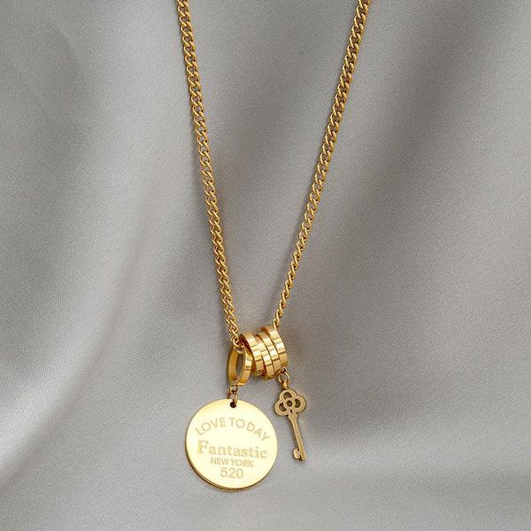 pendant necklaces yaologe 316l stainless steel gold color coin key necklace for women 2021 trend fashion festival party gift jewelry, Silver
pendant necklaces yaologe 316l stainless steel gold color coin key necklace for women 2021 trend fashion festival party gift jewelry, Silver