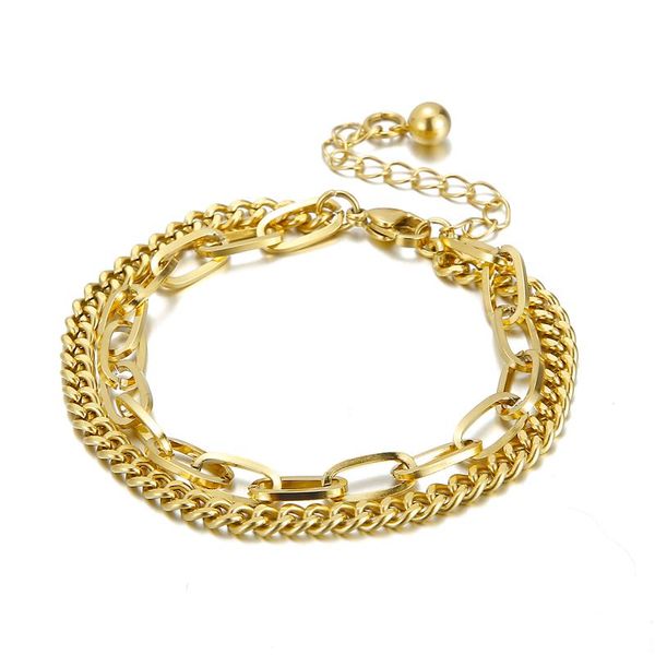 link, chain fashion double-layer simple bracelet gold/ silver color stainless steel jewelry gift, Black
link, chain fashion double-layer simple bracelet gold/ silver color stainless steel jewelry gift, Black