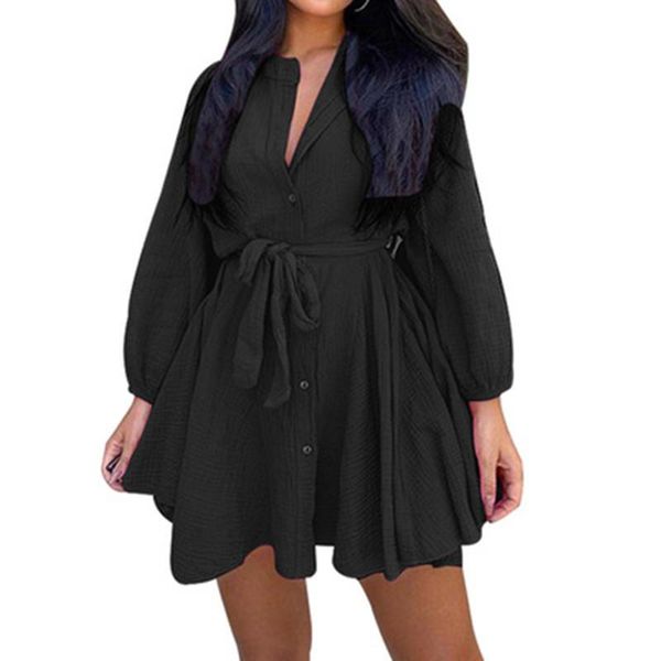 casual dresses stand neck long sleeve high waist solid summer dress graceful party single-breasted with the belt cotton linen short xf5, Black;gray
casual dresses stand neck long sleeve high waist solid summer dress graceful party single-breasted with the belt cotton linen short xf5, Black;gray