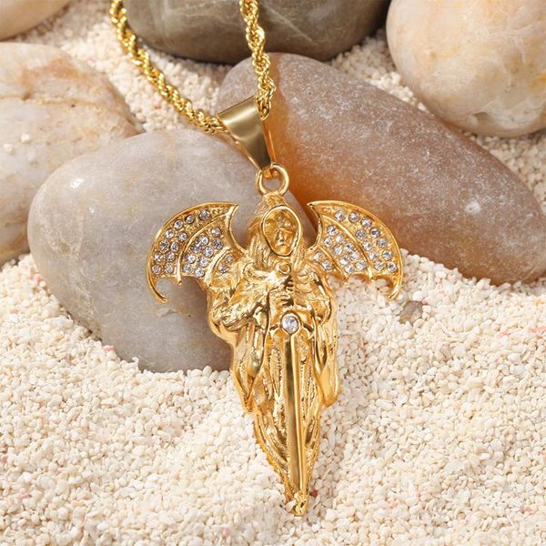 pendant necklaces hip hop gold color stainless steel bling iced out cool skull grim reaper wing pendants necklace for men rapper jewelry gif, Silver
pendant necklaces hip hop gold color stainless steel bling iced out cool skull grim reaper wing pendants necklace for men rapper jewelry gif, Silver