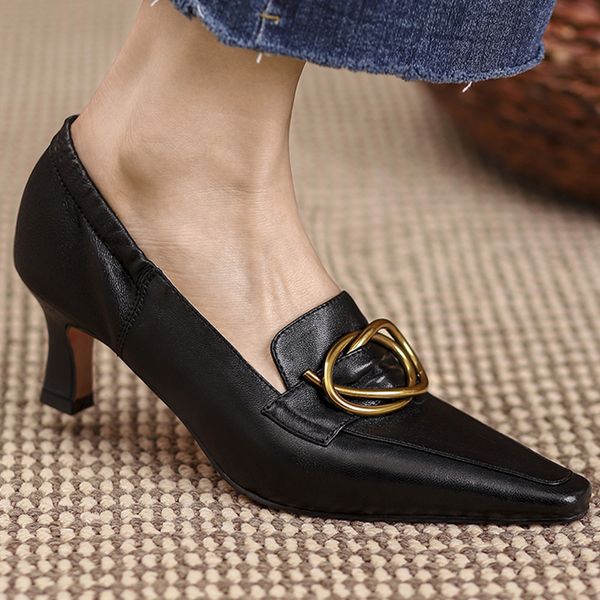 womens genuine leather kitten heel square toe slip-on pumps elegant ladies low heel comfort ol style daily matal buckle shoes, Black
womens genuine leather kitten heel square toe slip-on pumps elegant ladies low heel comfort ol style daily matal buckle shoes, Black