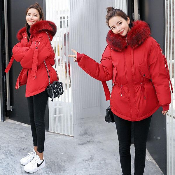 women's down & parkas plus size 2021 winter jacket women fashion big fur collar warm hooded outerwear female short coat casaco feminino, Black 
women's down & parkas plus size 2021 winter jacket women fashion big fur collar warm hooded outerwear female short coat casaco feminino, Black