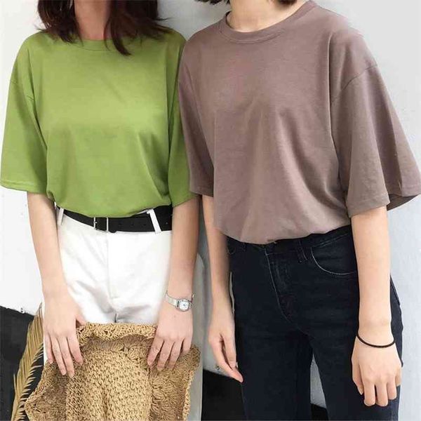 women t-shirts summer fashion woman cotton tees casual short sleeve o-neck tshirt solid color t shirts 210623, White
women t-shirts summer fashion woman cotton tees casual short sleeve o-neck tshirt solid color t shirts 210623, White