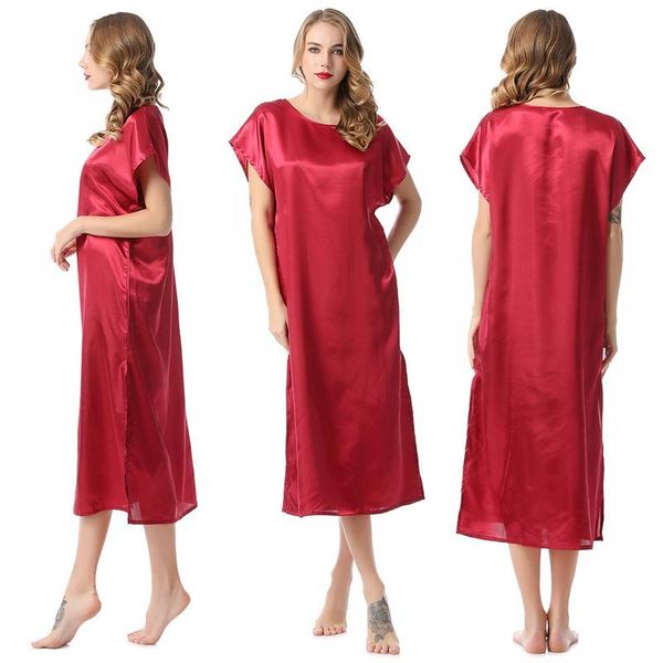 women's sleepwear women satin silk nightgowns shorts sleeve split sleepshirts midi dress nightie nightwear loose casual chemise, Black;red
women's sleepwear women satin silk nightgowns shorts sleeve split sleepshirts midi dress nightie nightwear loose casual chemise, Black;red