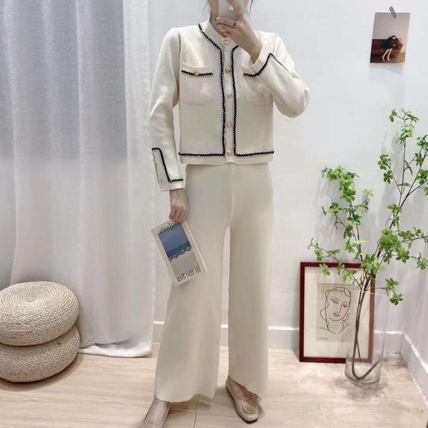 women's two piece pants fashion knitted sweater sets for women autumn long sleeve cardigans knitwear + wide leg trousers suits, White
women's two piece pants fashion knitted sweater sets for women autumn long sleeve cardigans knitwear + wide leg trousers suits, White