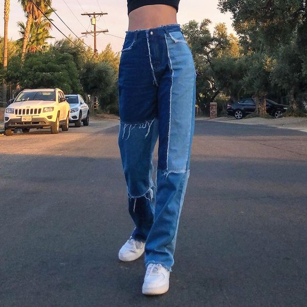 high waist streetwear patchwork jeans capris for women 2021 y2k fashion straight pants harajuku 90s denim trousers, Black;white
high waist streetwear patchwork jeans capris for women 2021 y2k fashion straight pants harajuku 90s denim trousers, Black;white