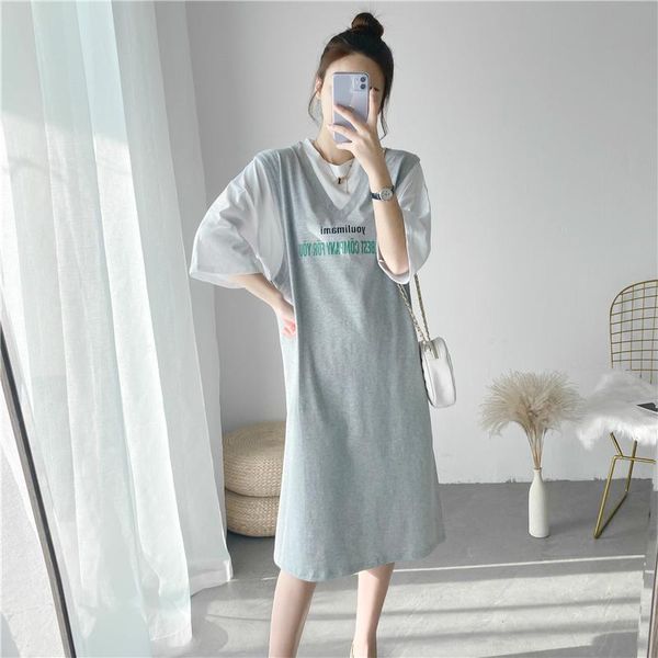 maternity dresses v-neck vest and round neck fake two breastfeeding dress wear women's clothing summer pregnant clothes, White
maternity dresses v-neck vest and round neck fake two breastfeeding dress wear women's clothing summer pregnant clothes, White