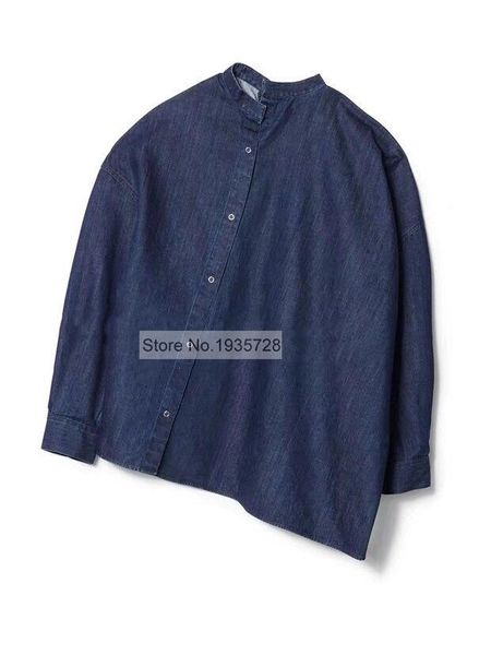 women's blouses & shirts 7evening cotton asymmetrical cut stand collar denim blouse - ladies stylish dark blue long sleeve asymmetric s, White
women's blouses & shirts 7evening cotton asymmetrical cut stand collar denim blouse - ladies stylish dark blue long sleeve asymmetric s, White