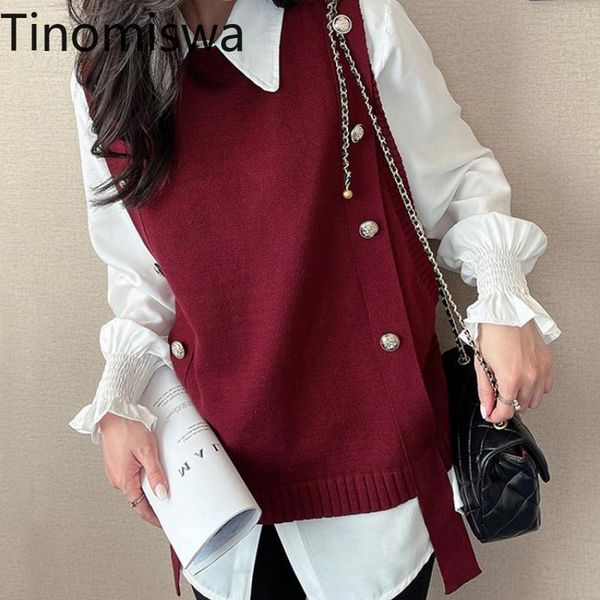women's vests tinomiswa arrival sweater vest women pure color o neck sleeveless waistcoat buttons casual loose knitted two piece, Black;white
women's vests tinomiswa arrival sweater vest women pure color o neck sleeveless waistcoat buttons casual loose knitted two piece, Black;white