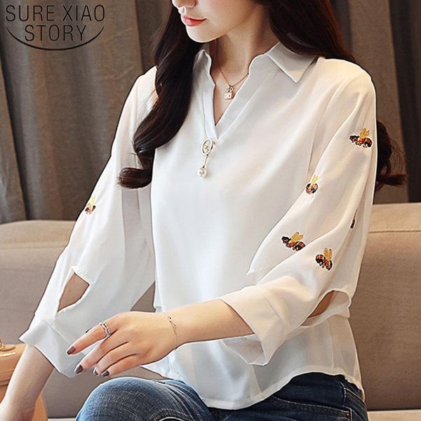 women's blouses & shirts korean fashion clothing 2021 and embroidery v-neck chiffon blouse harajuku white shirt ladies 2662 50
women's blouses & shirts korean fashion clothing 2021 and embroidery v-neck chiffon blouse harajuku white shirt ladies 2662 50