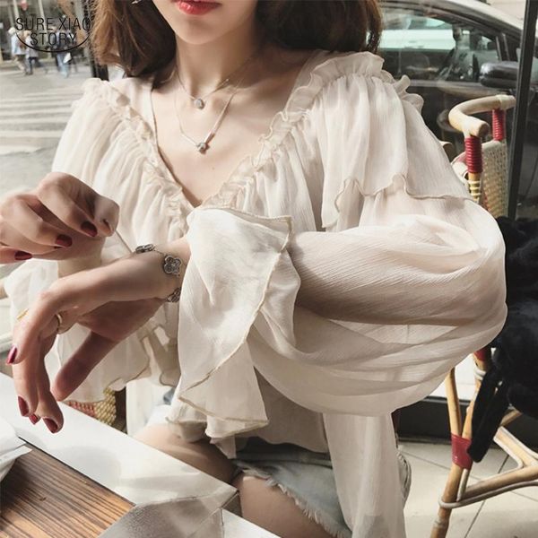 women's blouses & shirts lantern sleeve boho mesh blouse women clothing 2021 v-neck ruffle elegant peplum ladies blusas 13459, White
women's blouses & shirts lantern sleeve boho mesh blouse women clothing 2021 v-neck ruffle elegant peplum ladies blusas 13459, White